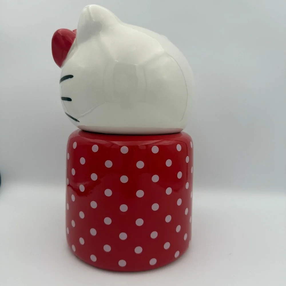 Blue Sky Hello Kitty Cookie Jar Red‎ Polka Dot New